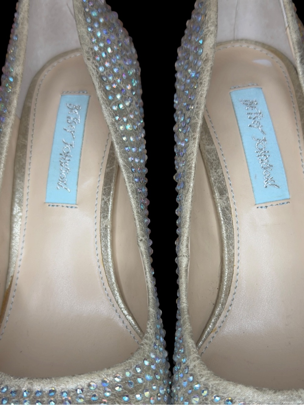 Blue by Betsey Johnson Rhinestone Bridal Wedding Heels Silver Sparkle Pumps 8.5 - Picture 13 of 14